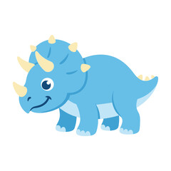 Smiling blue triceratops dinosaur cartoon character © GraphixaLab