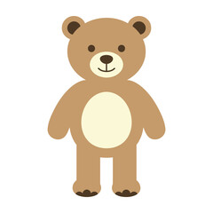 Fototapeta premium Cute brown teddy bear standing on white background smiling sweetly