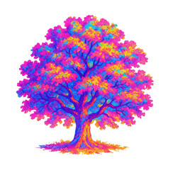 Obraz premium PNG Vibrant colorful tree illustration