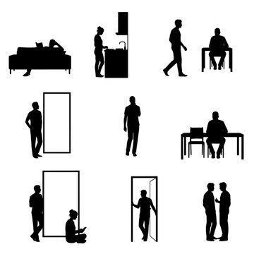 People at Home and Interior Activity Silhouettes