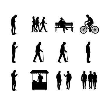 People Walking and Urban Lifestyle Silhouettes