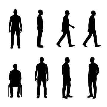 Standing and Walking Man Silhouettes