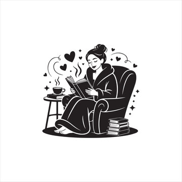 Cozy Literature Lover Reading Illustration