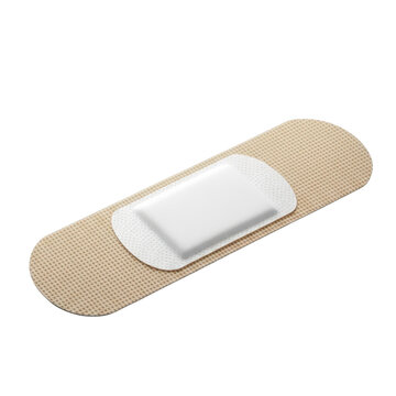 A single adhesive bandage strip for medical first aid and wound care protection isolated on white background
