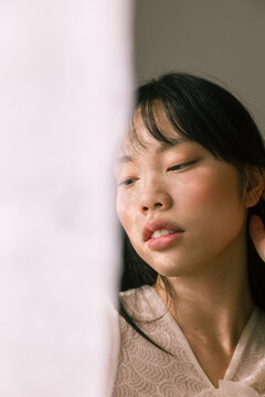 Portrait Through Lace Fabric