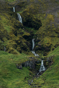 Beautiful pristine waterfall in Iceland 