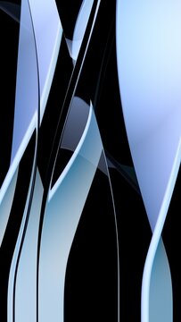 Abstract flowing reflective forms with metallic gradients.