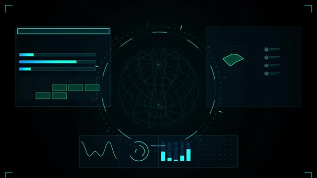 Futuristic Global Data Analytics Dashboard with Wireframe Globe