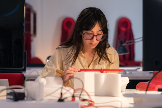 Industrial designer working at office