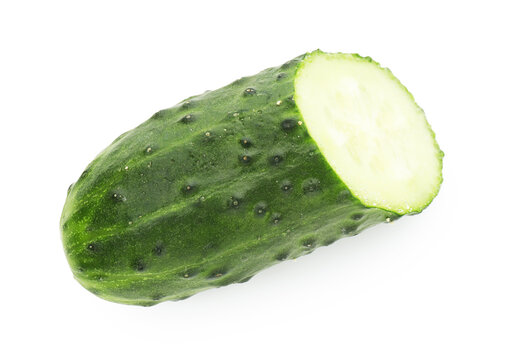 Piece of fresh ripe cucumber isolated on white