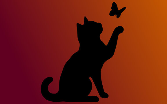 vector illustration of a black cat