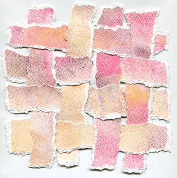 Paper weaving collage in pink shades