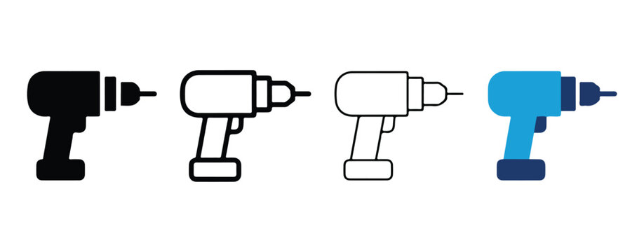 drill icons in different colors isolated on transparent background for graphic design use