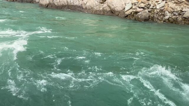 Shot of Bhagirathi River in Uttarakhand, India
