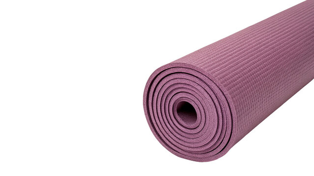 Roll of pink rubber yoga mat or fitness pilates exercise gym workout equipment