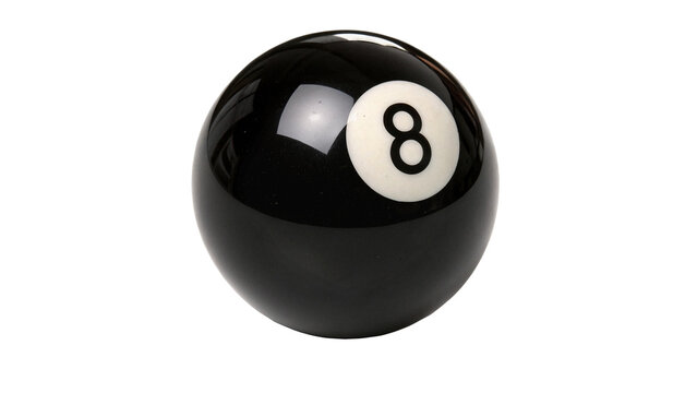 Black billiard eight ball with number eight isolated gaming sphere icon
