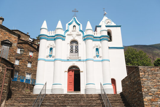 Parish Church of Pi&oacute;d&atilde;o, Portugal.  Historic Church at Mountain Town