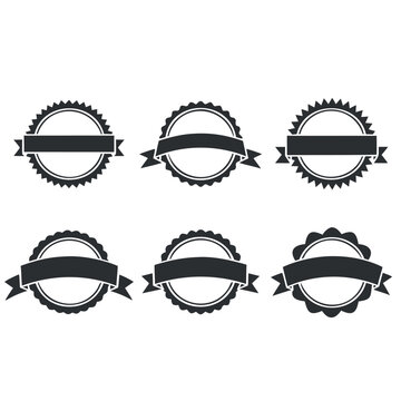 Black circular seals feature blank ribbons for custom logo text.