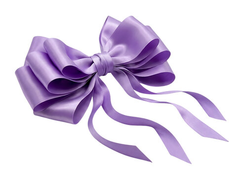 Lavish purple satin gift ribbon bow isolated on a transparent background