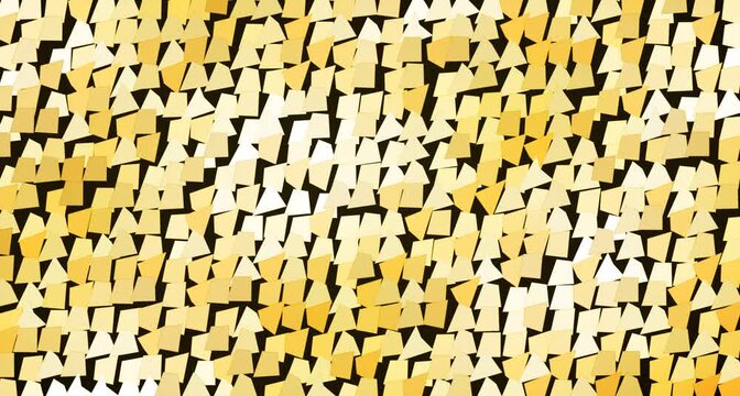 Abstract mosaic pattern of overlapping yellow and orange geometric shapes