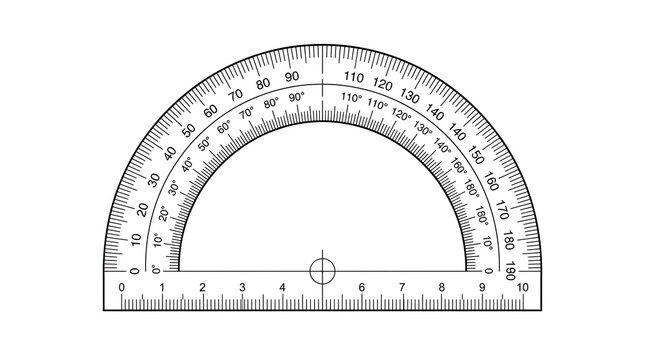 Accurate Protractor Line Art Illustration | Geometry Tool for Angle Measurement Drawing
