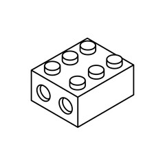 Fototapeta premium LEGO Brick Icon - Outline Vector 2x3 Building Block Toy for Kids & Creativity