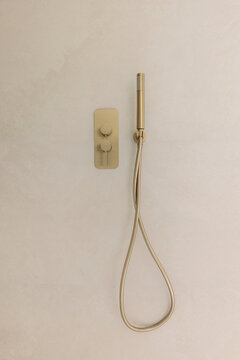 Brushed gold shower control detail