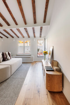 Modern attic living room interior