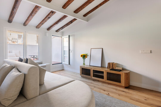 Modern attic living room setup