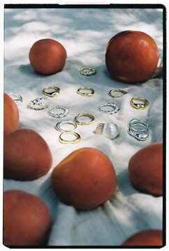 A closeup Still Life With apricots and accessories