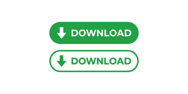 Two green download buttons in flat and outline styles for web interface design.