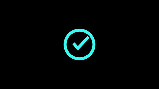 Check mark symbol animation. Animation of check mark icon. Approve and confirm sign. Correct symbol in motion graphic. Transparent background with alpha channel check mark icon check mark icon.
