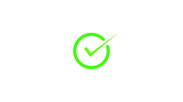 Check mark symbol animation. Animation of check mark icon. Approve and confirm sign. Correct symbol in motion graphic. Transparent background with alpha channel check mark icon check mark icon.