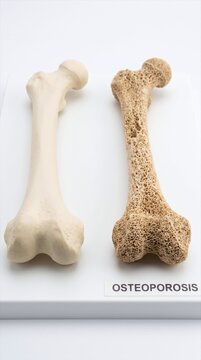 Osteoporosis bone fracture diagram highlighting bone density loss and skeletal fragility.
