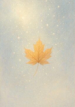 Golden leaf amidst starry sky.