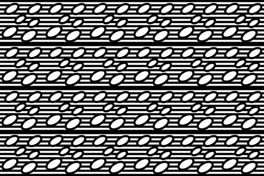 Monochrome Oval Dots and Striped Lines Geometric Pattern Background