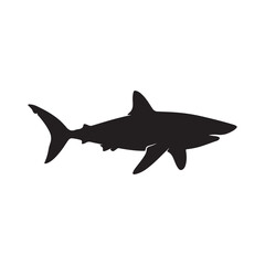 Obraz premium Shark silhouette swimming in dark water during a deep ocean exploration conceptualizing marine danger
