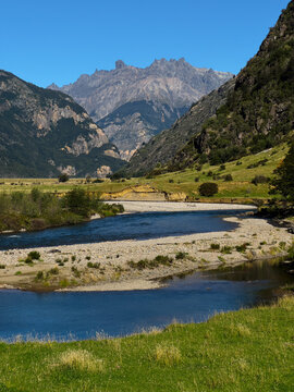 River Valley Below Rocky Peaks