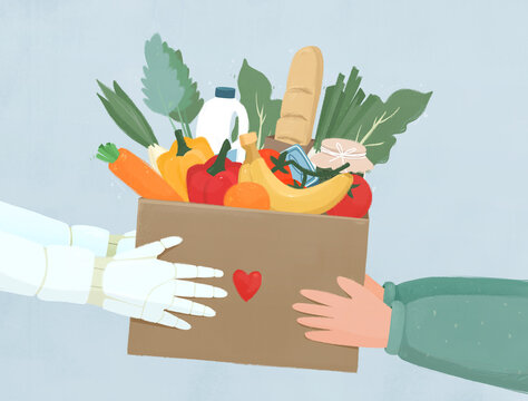 Robot Delivering Food Donation Box