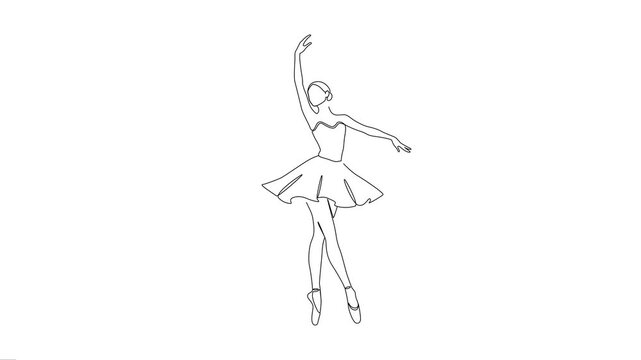 Ballerina Dancing Continuous Line Art Animation. 
