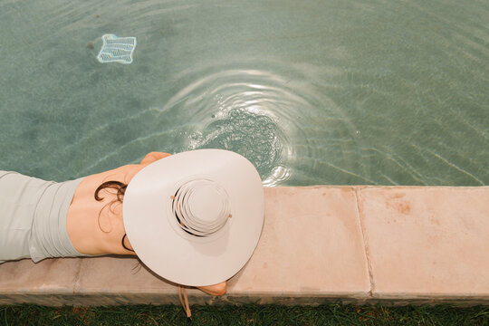 Sun Hat Poolside Relaxing Summer Moment