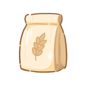Flour Bag Cute Hand Drawn Baking Ingredient Illustration