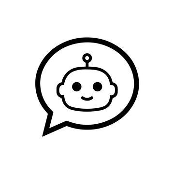 Chatbot Vector Icon Line Art in Speech Bubble for Artificial Intelligence Customer Support and AI Assistant