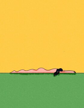 Lying down