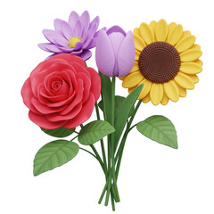 Fototapeta premium Photorealistic 3d cgi render of bright yellow sunflower arrangement isolated on dark background for premium graphic design