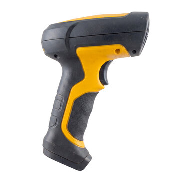 Barcode scanner isolated on a transparent or white background. Essential electronic device for warehouse logistics, retail inventory management and fast package tracking.