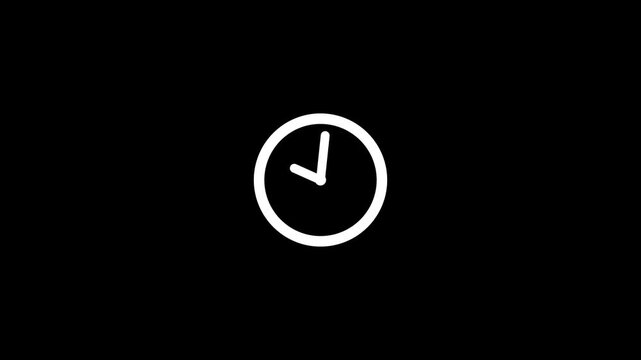 Digital clock icon animation, analog new clock icon animation. wall clock simple design on black background ideal for apps, websites,