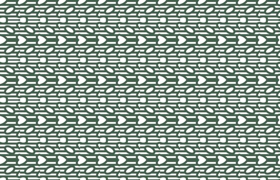 Dark Green Oval Shapes and Striped Lines Geometric Pattern Background