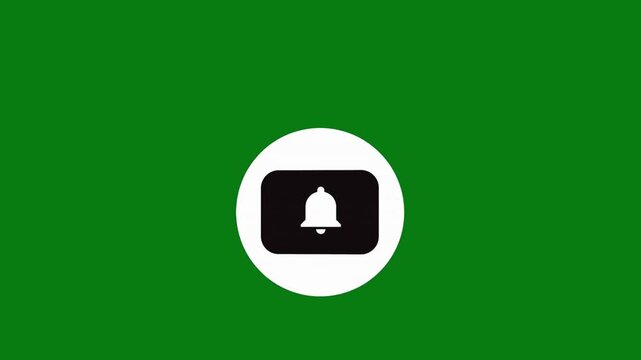 Animated notification bell icon on green screen background