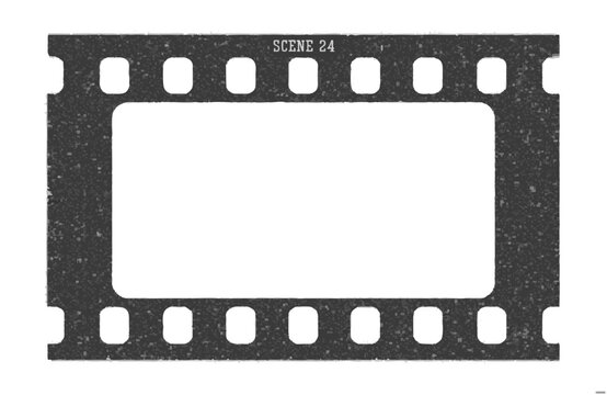 Vintage film frame with scene number isolated on a white background